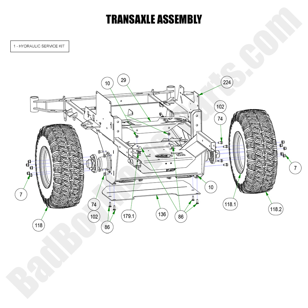 3158 - Bad Boy Mower Parts Lookup > 2023 > Rebel > Transaxle Assembly